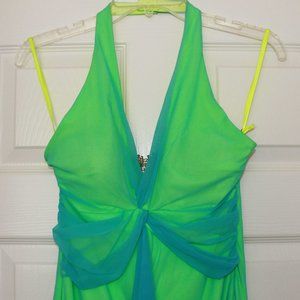 Cache Neon Yellow Mesh Gown